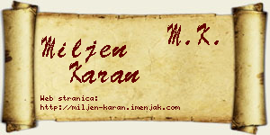 Miljen Karan vizit kartica